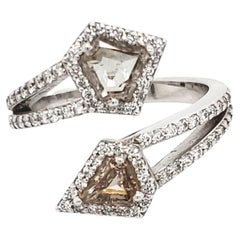 18 Karat White Gold 2.01 Carat Fancy-cut Natural Diamond Ring (Size 6.5)