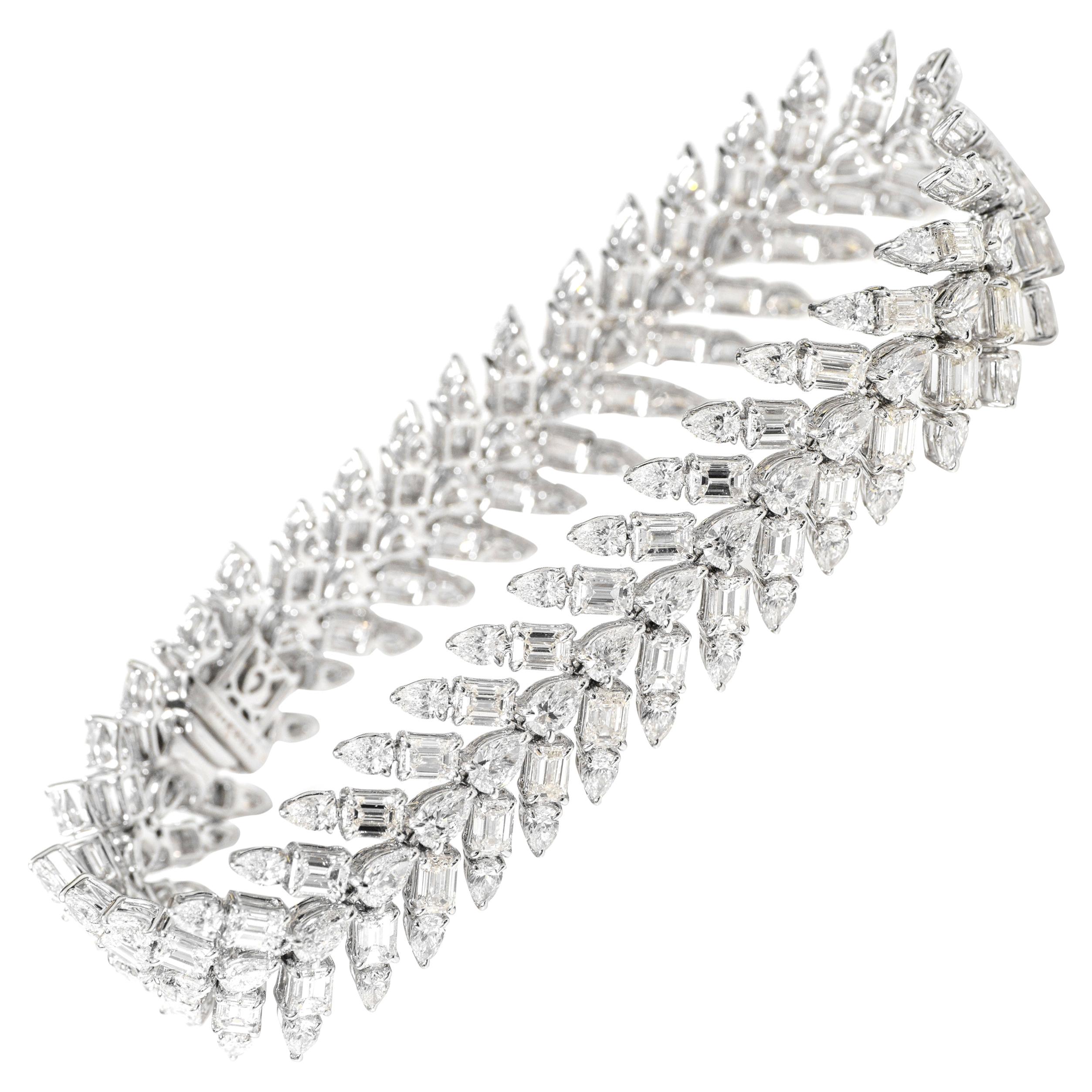 Bracelet tennis moderne de cocktail en or blanc 18 carats avec diamants solitaires de 20,2 carats