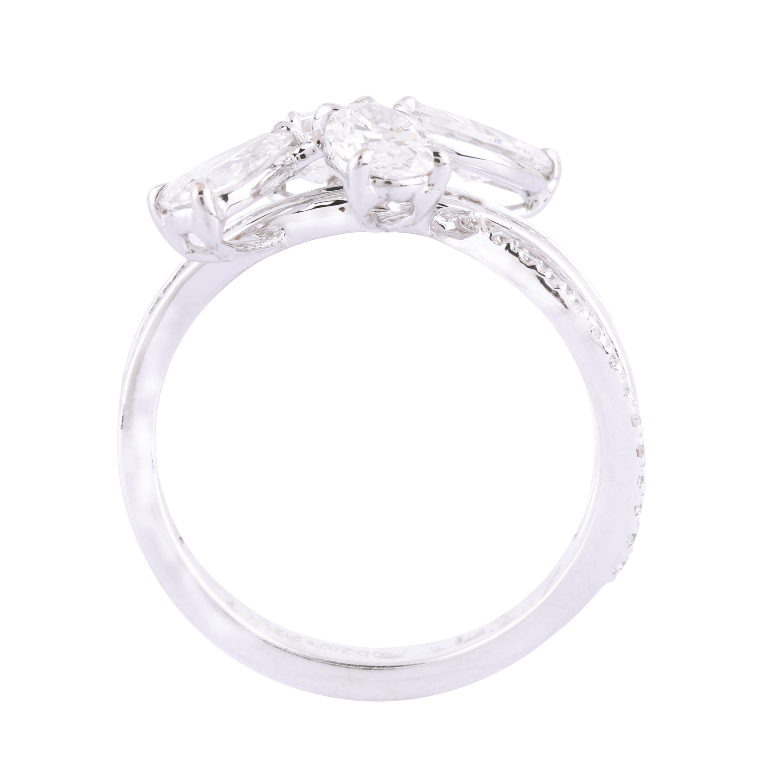 Women's 18 Karat White Gold 2.03 Carat Solitaire Fancy Diamond Ring For Sale