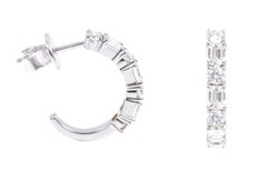 18 Karat White Gold 2.05 Carat Diamond Solitaire Hoops