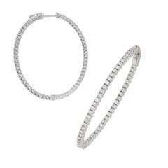 18 Karat White Gold 2.07 Cttw. VS Diamond Grande' Inside Outside Hoop Earrings