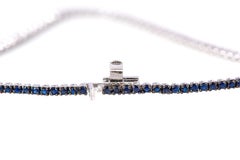 Bracciale tennis in oro bianco 18 carati con zaffiro taglio rotondo da 2,10 carati