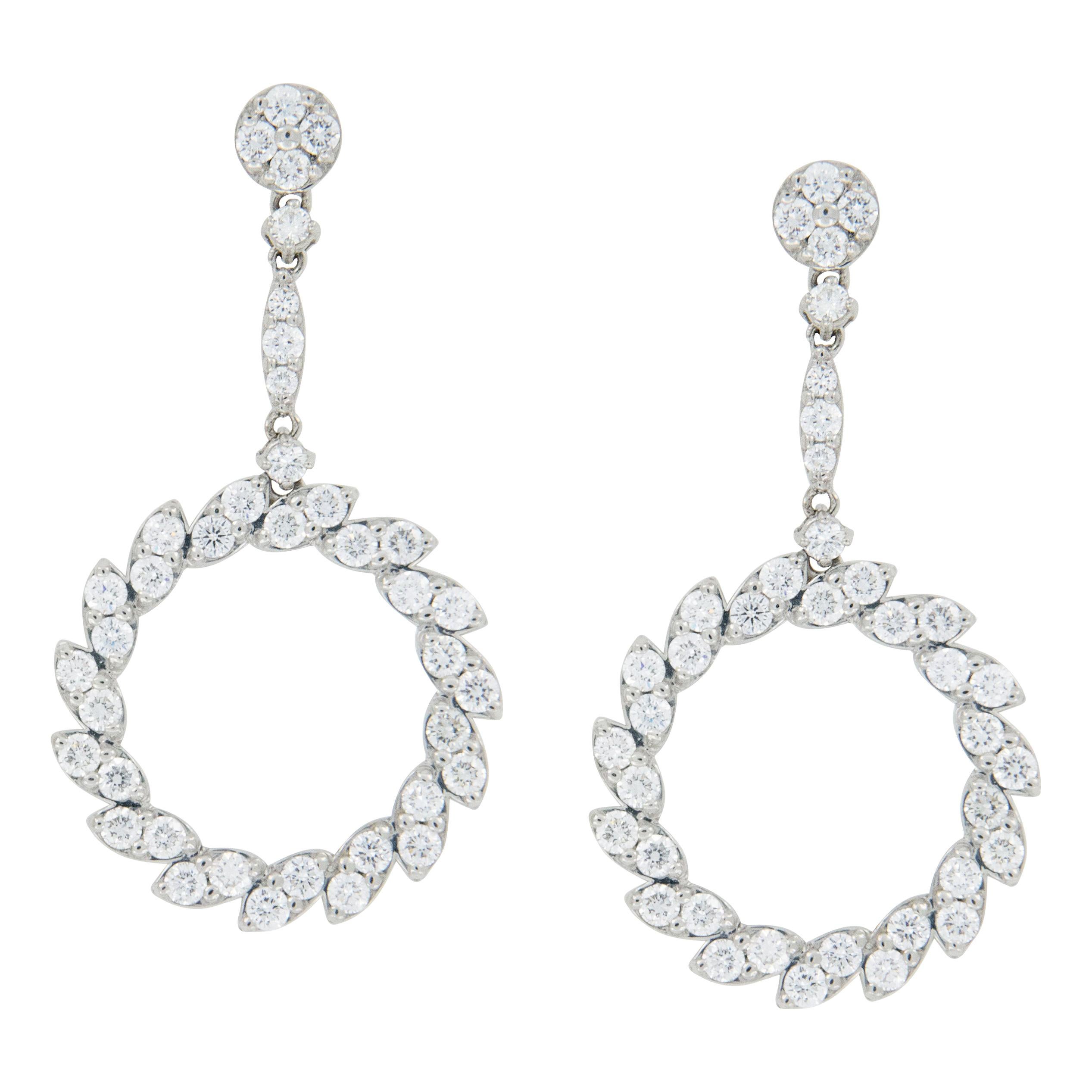 18 Karat White Gold 2.15 Carat Diamond Drop Earrings