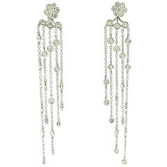 18 Karat White Gold 2.18 Carat Diamond Dangle Detachable Diamond Flower Studs