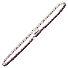 18 Karat White Gold 1.32 Carat Round-Cut Ruby Tennis Bracelet