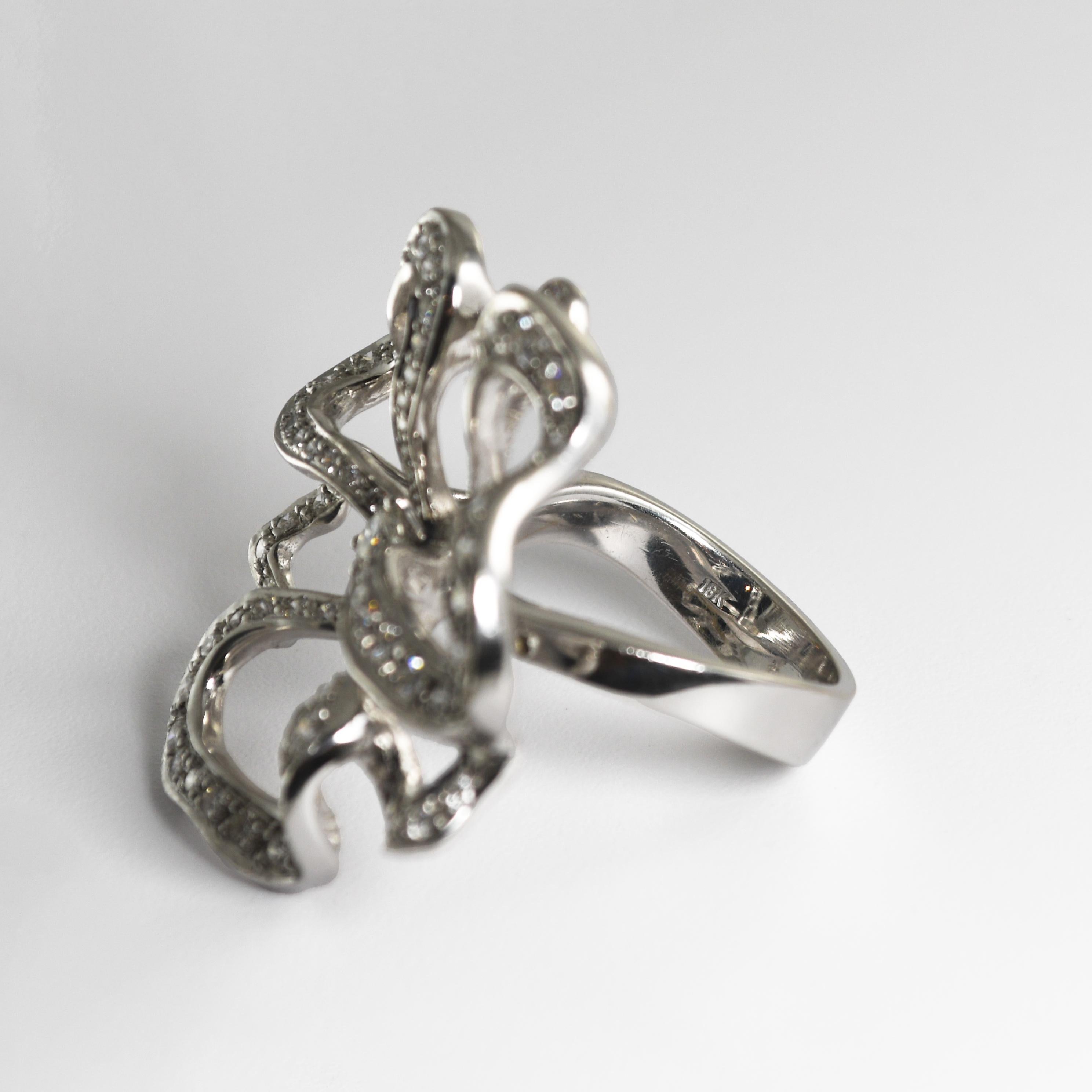 18 Karat Weißgold 2,25 Karat Diamant-Ring im freien Stil mit Schleifenring 6