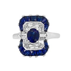 18 Karat White Gold 2.30 Carat Sapphire and Diamond Ring