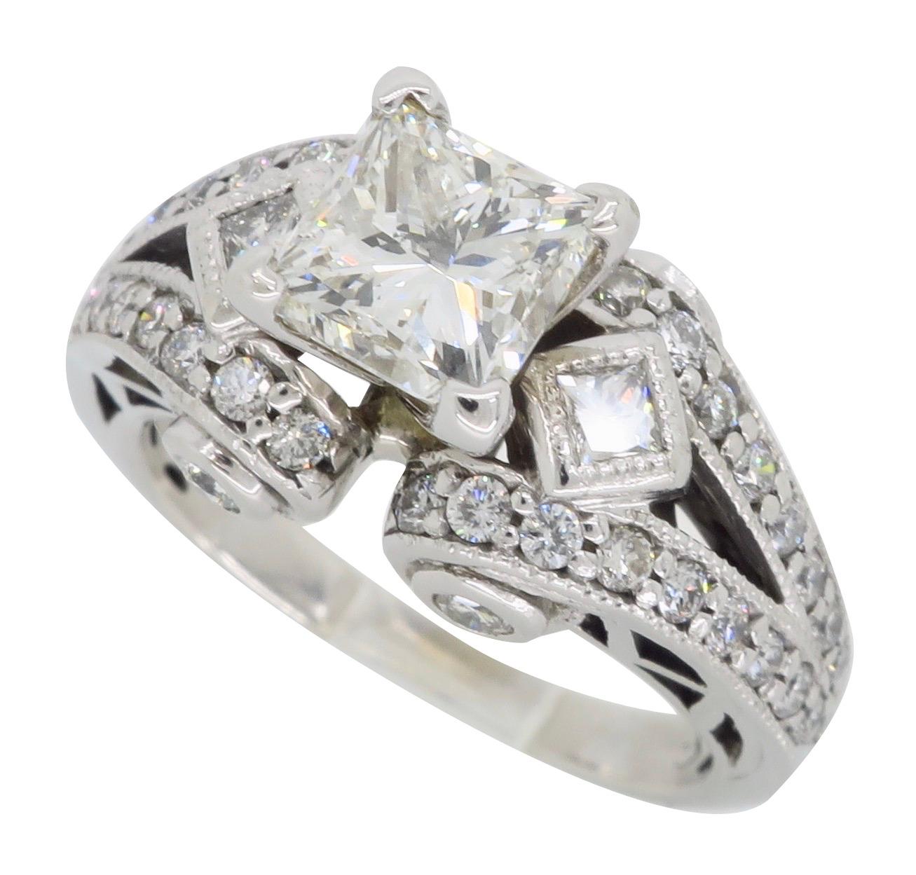 18 Karat White Gold 2.32 Carat Princess Cut Diamond Engagement Ring 6