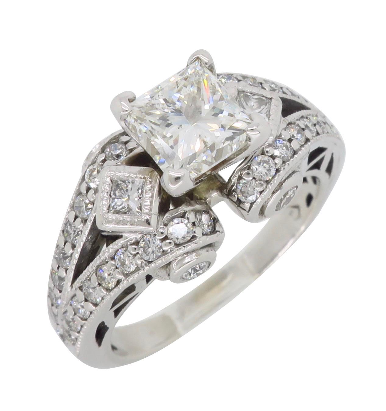 18 Karat White Gold 2.32 Carat Princess Cut Diamond Engagement Ring 7