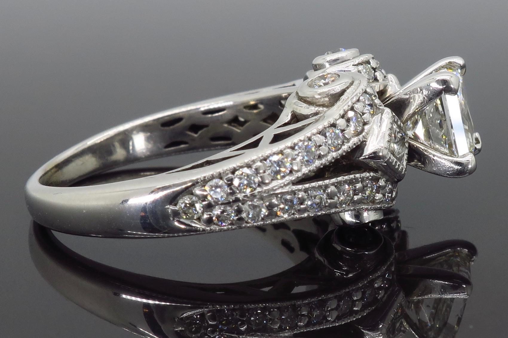 18 Karat White Gold 2.32 Carat Princess Cut Diamond Engagement Ring 3