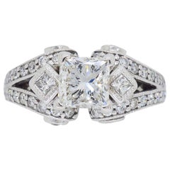 18 Karat White Gold 2.32 Carat Princess Cut Diamond Engagement Ring