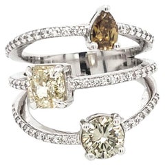 18 Karat White Gold 2.35ct Fancy-cut Natural Diamond 3-Shaped Ring (Size 6.25)