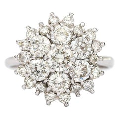18ct white gold diamond cluster engagement ring 18 Karat White Gold 2.40 Carat Diamond Cluster Engagement Ring, I/J Color, VS1