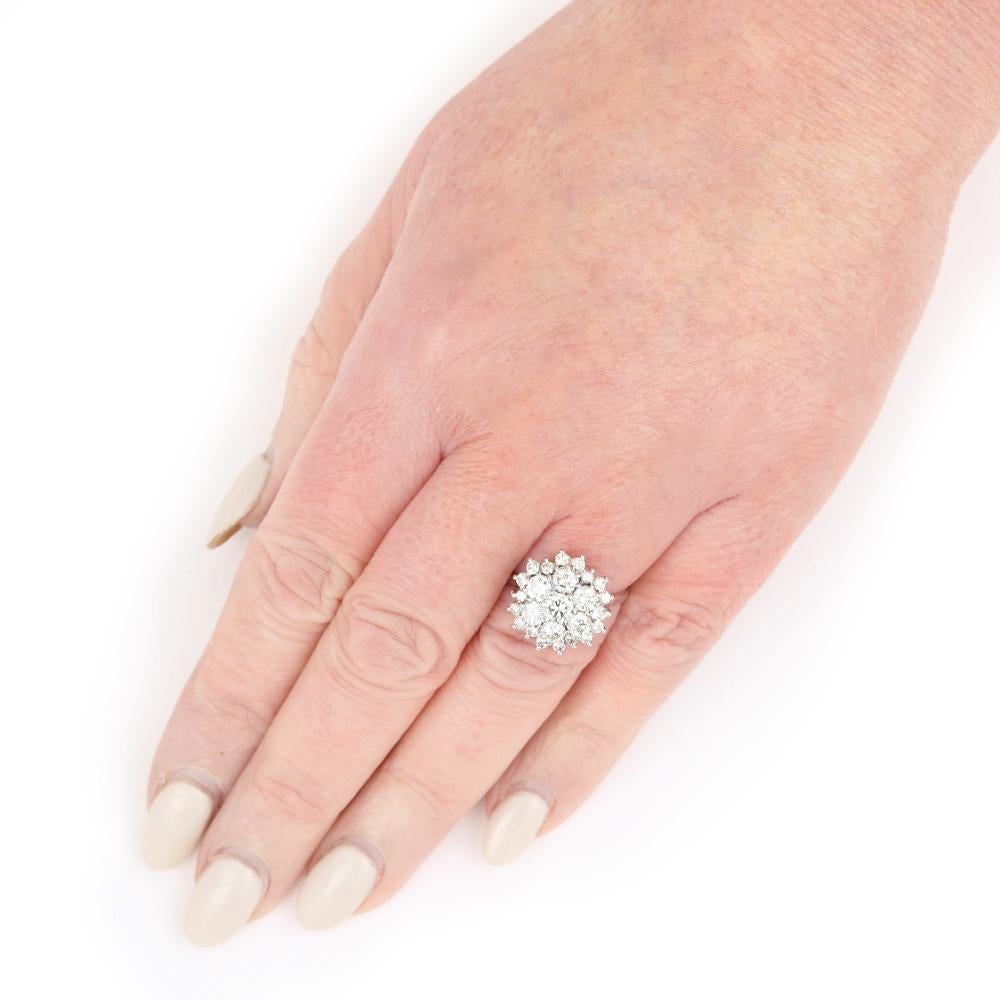 18 Karat White Gold 2.40 Carat Diamond Cluster Engagement Ring, I/J Color, VS1  2