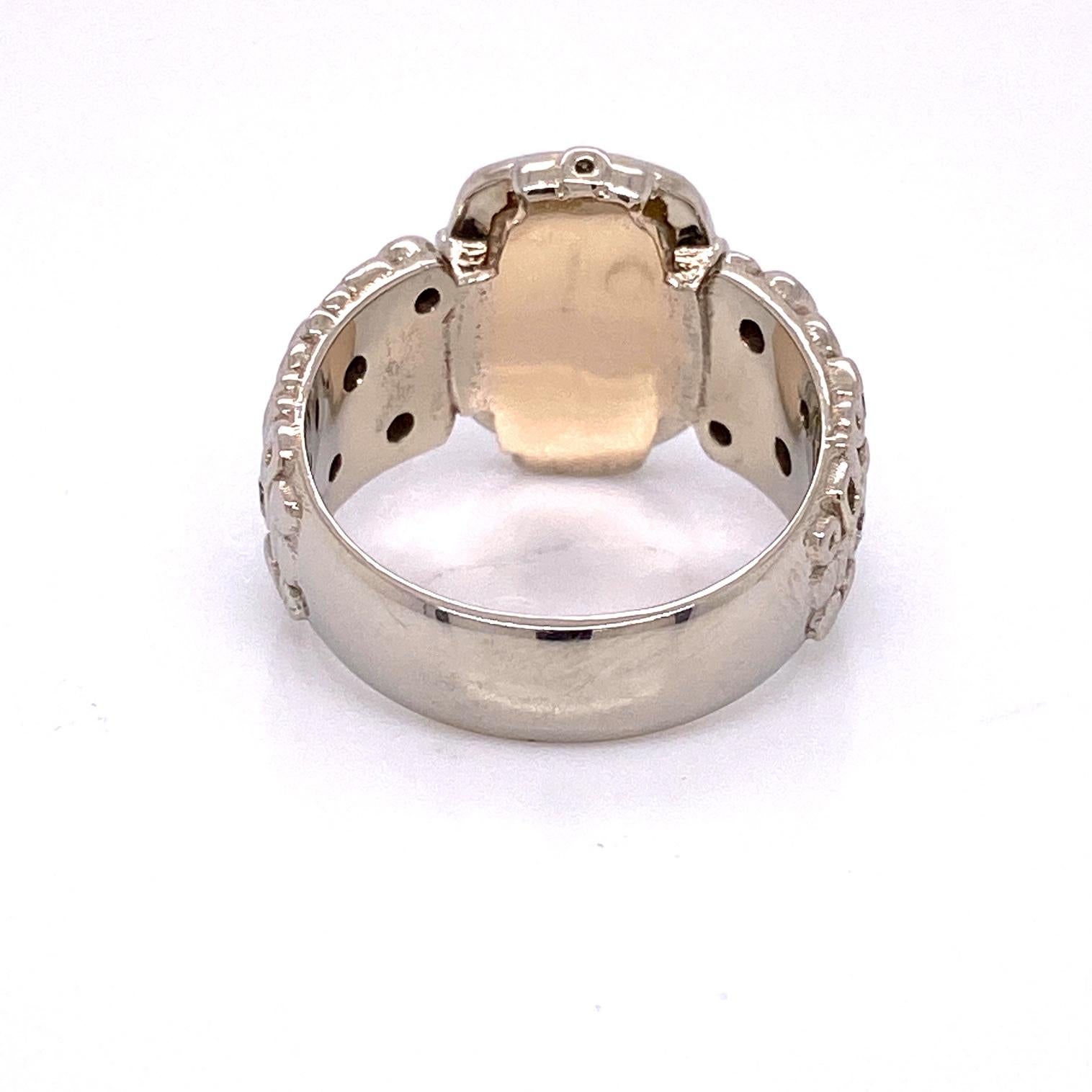 18 Karat White Gold 2.41 Carat Rose Cut Diamond Ring with White Diamonds In New Condition For Sale In Greenville, SC
