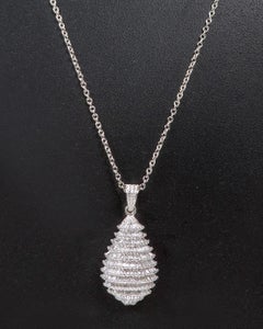 18 Karat White Gold 2.48 Carat Baguette Cut Diamond Cocktail Pendant