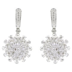 18 Karat White Gold 2.51 Carat Diamond Dangle Earrings Statement