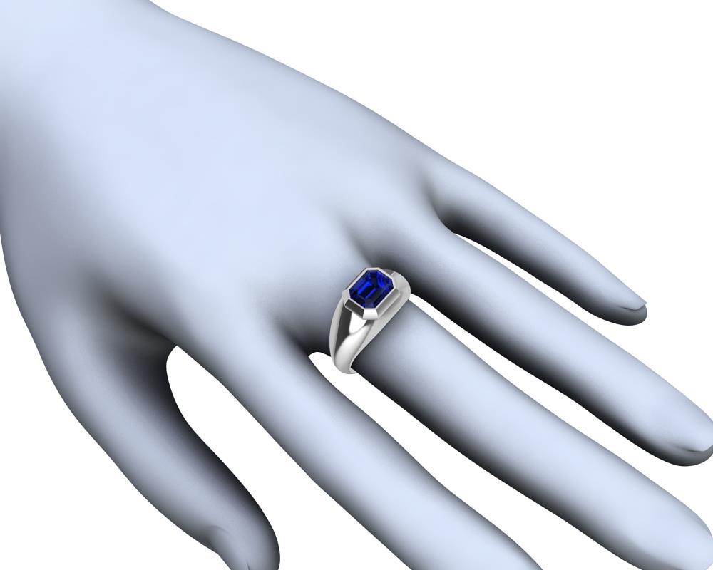 For Sale:  18 Karat White Gold 2.54 Carat Blue Sapphire Sculpture Ring 6