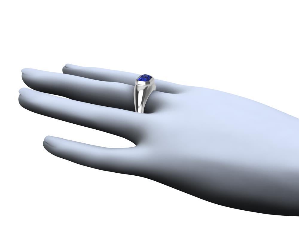 For Sale:  18 Karat White Gold 2.54 Carat Blue Sapphire Sculpture Ring 7