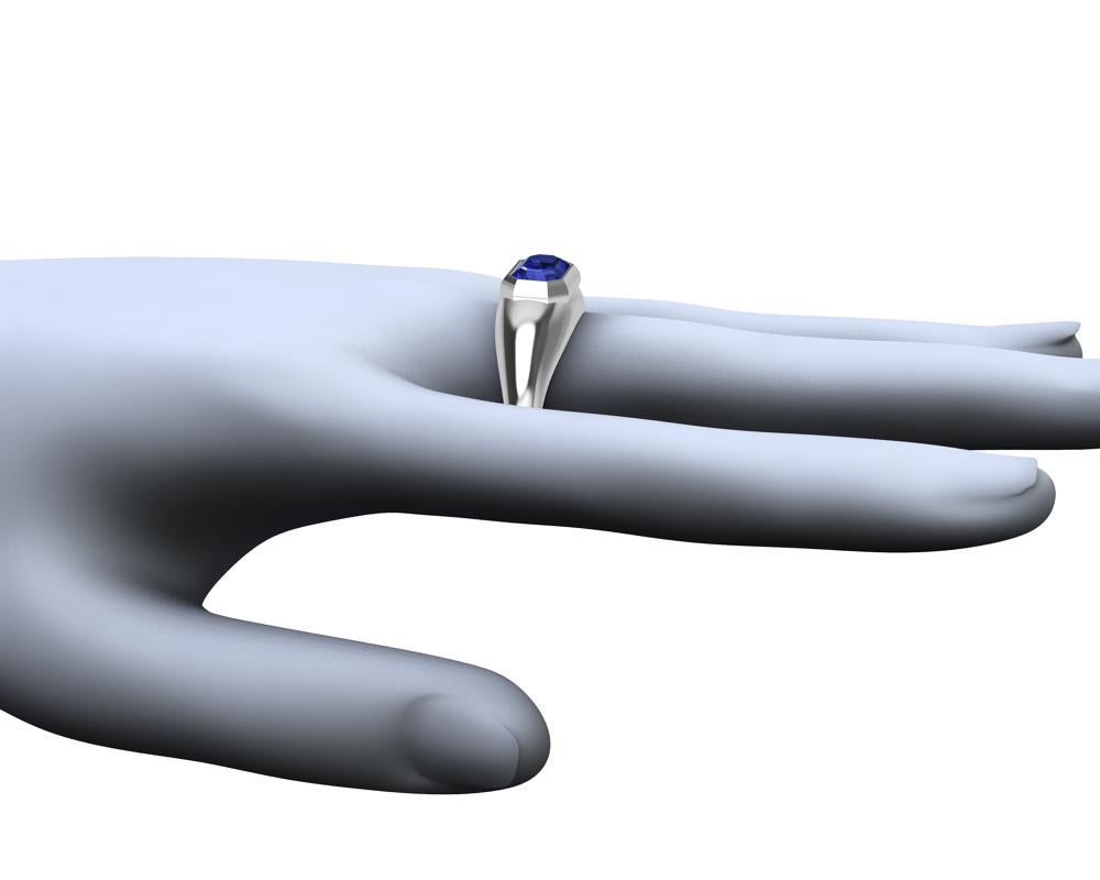 For Sale:  18 Karat White Gold 2.54 Carat Blue Sapphire Sculpture Ring 8