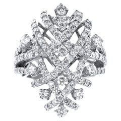 18 Karat White Gold 2.56 Carat Diamond Criss Cross Ring
