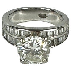 18 Karat White Gold, 2.62 Brilliant Cut Diamond 3.75 Total Carat Weight Ring