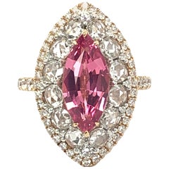 18 Karat Rose Gold 2.62 Carat No Heat Vietnam Spinel Diamond Cocktail Ring