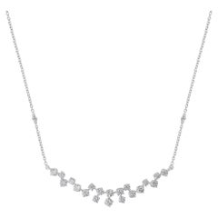 Collana a grappolo con diamanti tondi naturali taglio Brilliante in oro bianco 18 carati da 2,67 carati