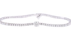 18 Karat White Gold 2.91 Carat Brilliant-Cut Diamond Tennis Statement Bracelet