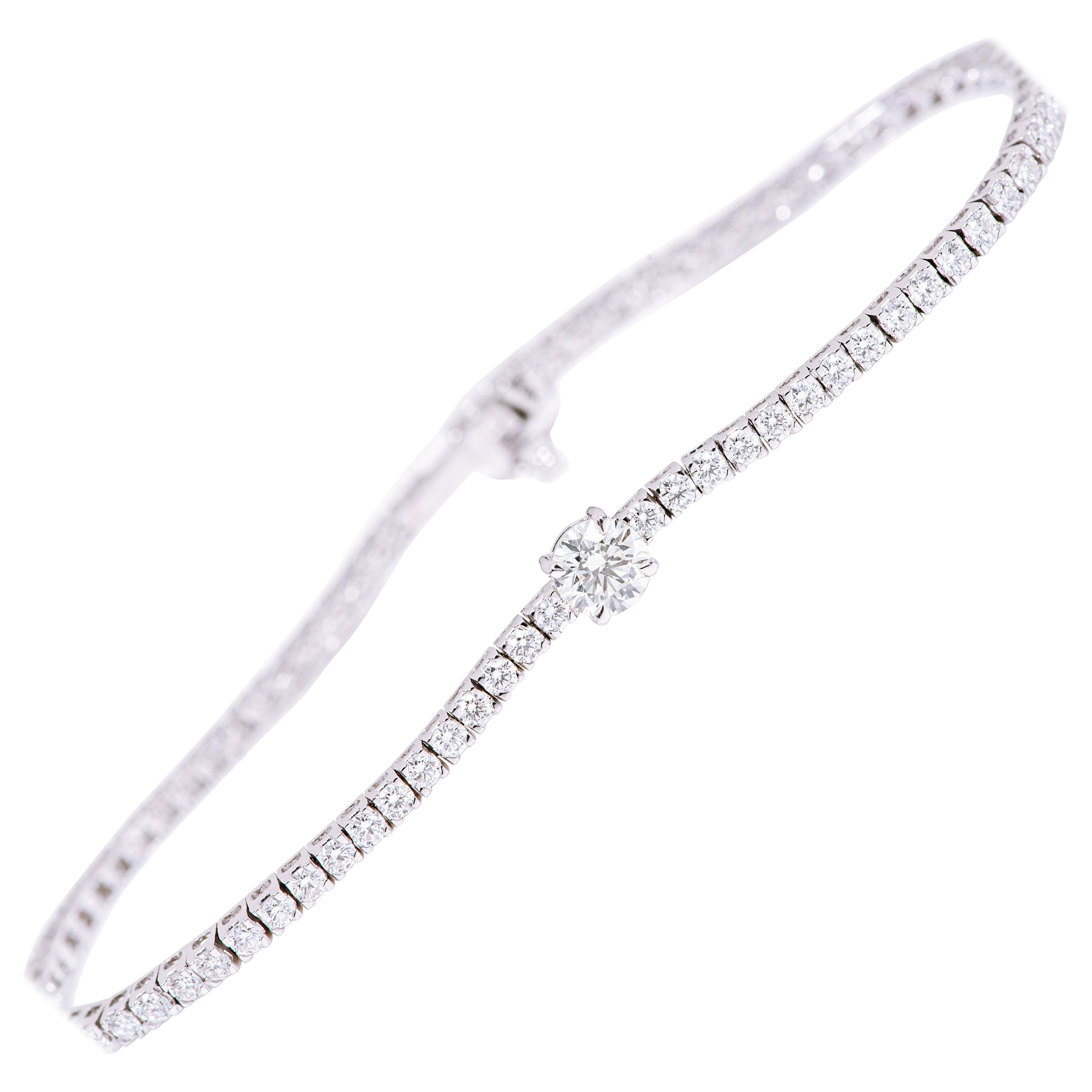 Pulsera de oro blanco de 18 quilates con diamantes talla brillante de 2,91 quilates