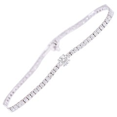18 Karat White Gold 2.91 Carat Brilliant-Cut Diamond Tennis Statement Bracelet