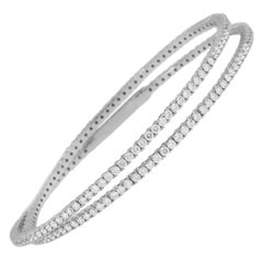 18 Karat White Gold 2.95 Cttw Diamond Flexible Double Wrap Bracelet