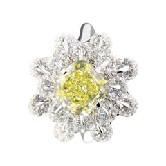 18 Karat White Gold 2ct Yellow Diamond Ring, Waltzing Brilliance