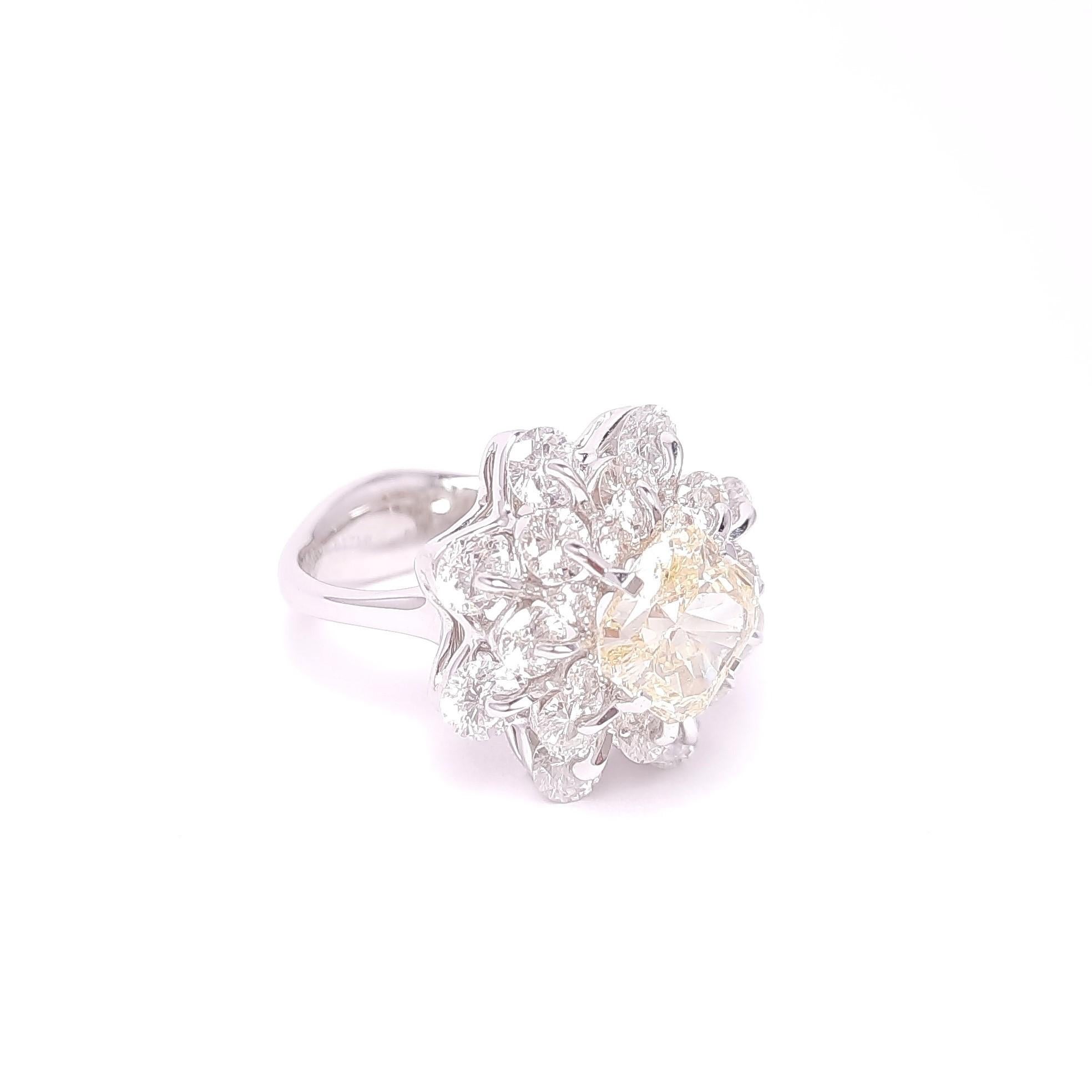 Octagon Cut 18 Karat White Gold 2ct Yellow Diamond Ring, Waltzing Brilliance For Sale