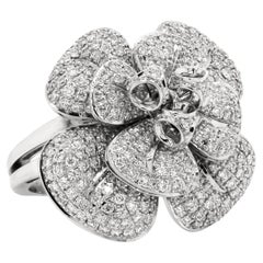 Bague fleur en or blanc 18 carats 3(three) diamants