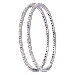 18 Karat White Gold 3.00 Carat Diamond Brilliant-Cut Tennis Bangle Bracelet