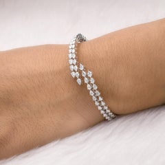 18 Karat White Gold 3.08 Carat SI/H Natural Diamond Engagement Cuff Bracelet
