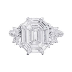 18 Karat White Gold 2.90 Carat Diamond Pie-Cut "Illusion" Engagement Ring