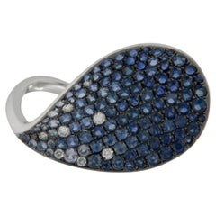 Bague cocktail en or blanc 18 carats avec saphir bleu de 3,12 carats et diamant de 0,16 carat