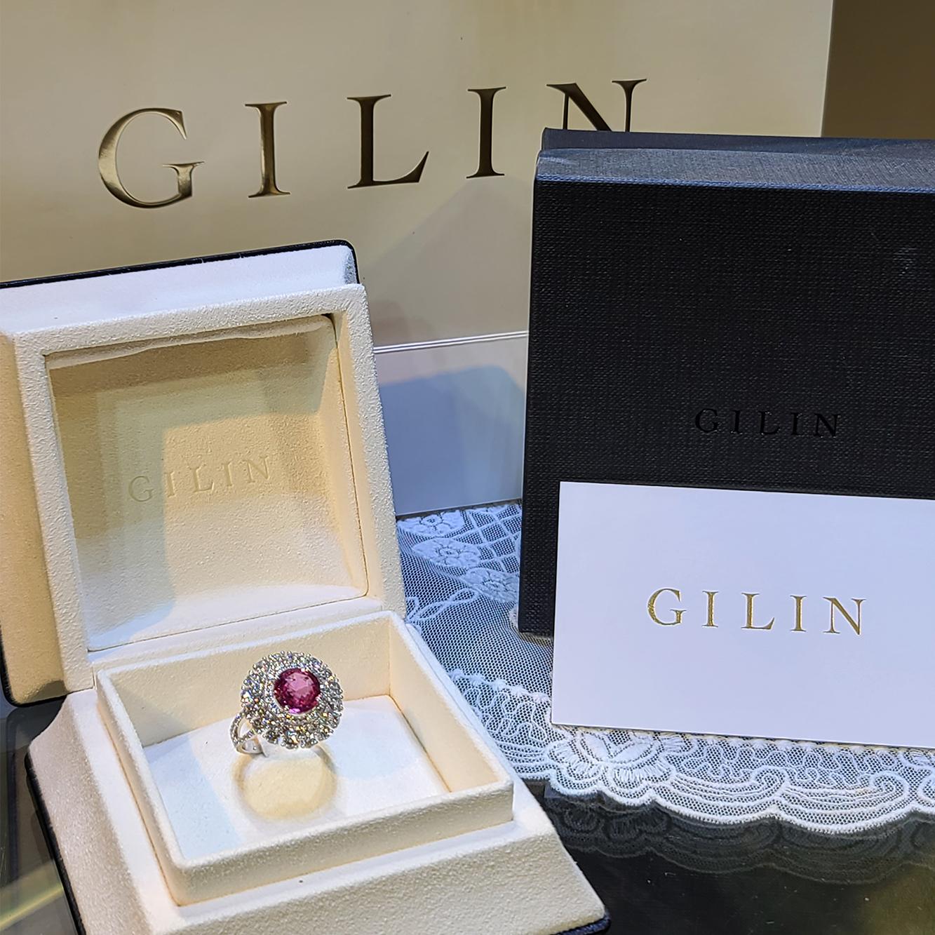 18 Karat White Gold 3.12 Carat No Heat Padparadscha Diamond Cocktail Ring For Sale 2
