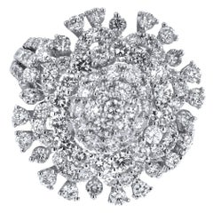 18 Karat White Gold 3.17 Carat Diamond Flower Ring 18 Karat White Gold 3.17 Carat Diamond Flower Ring