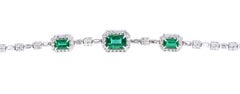 18 Karat White Gold 3.28 Carat Emerald and Diamond Tennis Bracelet