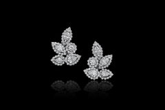 18 Karat White Gold 3.30 Carat Total Diamond Pear and Marquise Earrings