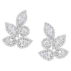 18 Karat White Gold 3.30 Carat Total Diamond Pear and Marquise Earrings