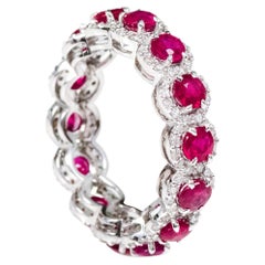 Anillo de oro blanco de 18 quilates con rubí y diamantes de 3,39 quilates