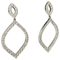 18 Karat White Gold 3.43 Carat Hearts on Fire Diamond Drop Earrings