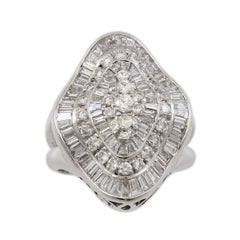 18 Karat White Gold 3.5 Carat Large Cluster Diamonds Cocktail Ring