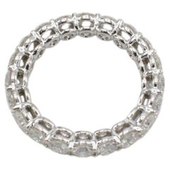 18 Karat White Gold 3.50 Carat Natural Round Diamond Eternity Band Wedding Ring