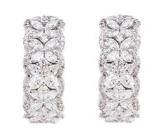 18 Karat White Gold 3.53 Carat Diamond Mini-Hoop Earrings