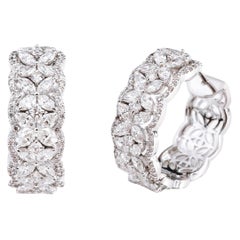 18 Karat White Gold 3.53 Carat Diamond Mini-Hoop Earrings